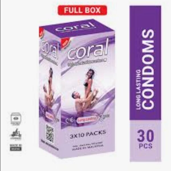 Pack of 10×3 =30 Pcs Coral Long Lasting FULL BOX CONDOM Malaysia