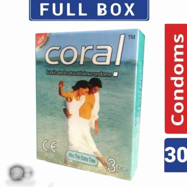 Pack of 1×3 =3 Pcs Coral ultra thin extra time 1 mini Box Condom Malaysia