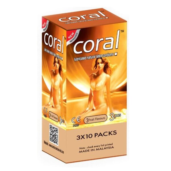 Pack of 3 Pcs Coral 3 Fruits Flavors Condom