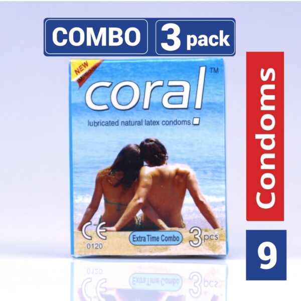 Coral – Extra Time Condom Lubricated Natural Latex Condom 3 pcs Malaysia