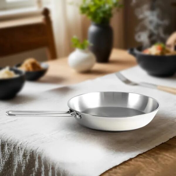 SKB Stainless Steel Special Frying Pan with SS Handle - Silver