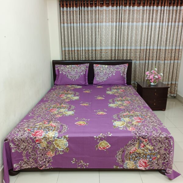 Luxury Twill Cotton Bedsheet – King Size – 3Pcs – Rose Purple