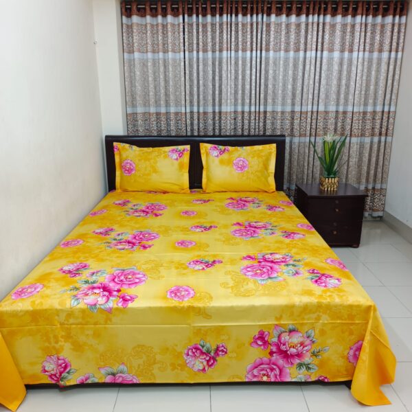 Luxury Twill Cotton Bedsheet – King Size – Bashonti (3‑Piece Set)
