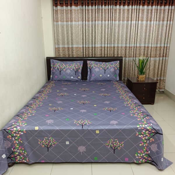 Luxury Twill Cotton Bedsheet – King Size – 3Pecs – Blue Ash