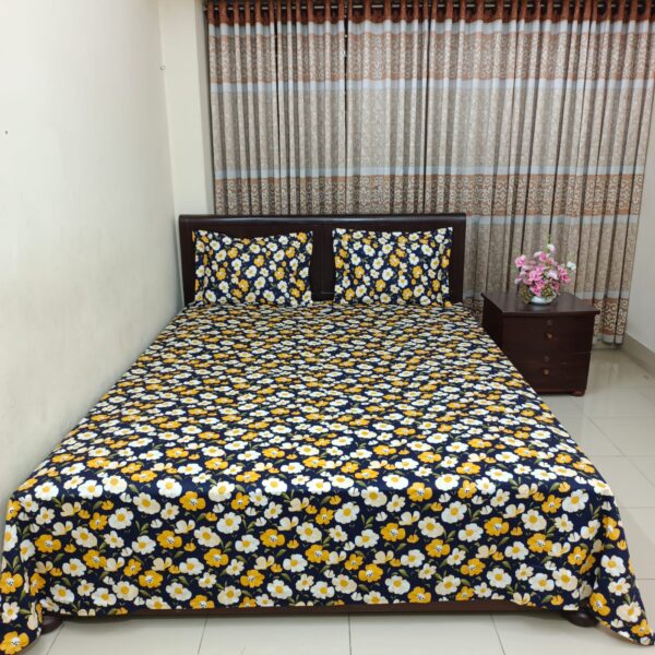Luxury Twill Cotton Bedsheet – King Size – 3Pecs – Blue Cosmos