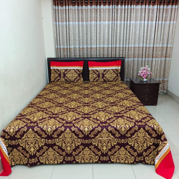Luxury Twill Cotton Bedsheet – King Size – 3‑Piece Set – “Shop the Luxury Twill Cotton Bedsheet – King Size – 3‑Piece Set – Coffee Gold at Alliomart.com. Durable, stylish, and soft with rich digital print and cozy twill weave.”