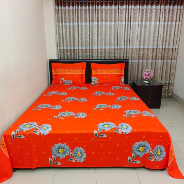 Luxury Twill Cotton Bedsheet – King Size – 3Pecs – Happy Orange