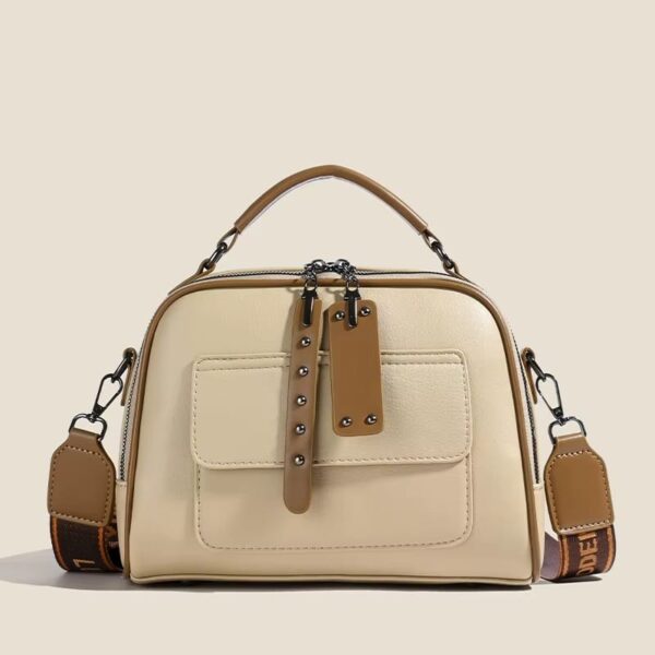 High end ladies’ handbag multi-layer large capacity commuting bag(Cream)