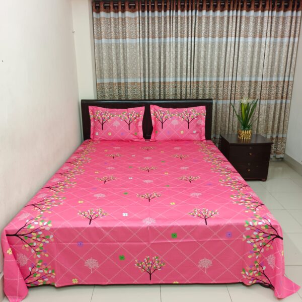 Luxury Twill Cotton Bedsheet – King Size – 3Pecs – Lux Pink