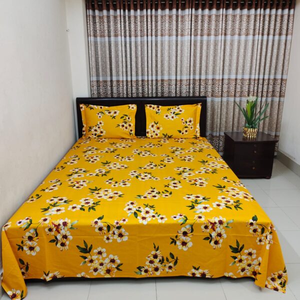 Luxury Twill Cotton Bedsheet – Mastered Yellow – King Size – 3Pcs