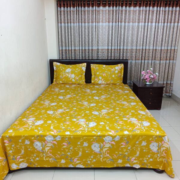 Luxury Twill Cotton Bedsheet – King Size – 3Pcs – King Mustard
