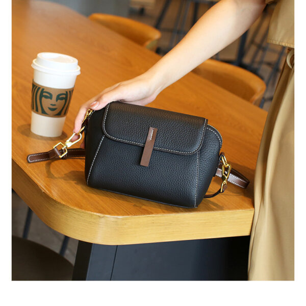 New Pu Leather Single Shoulder Niche Light Luxury Women’s Bag(Black)