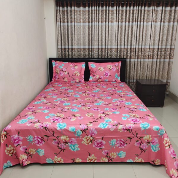 Luxury Twill Cotton Bedsheet – King Size – 3Pecs – Pink Lota