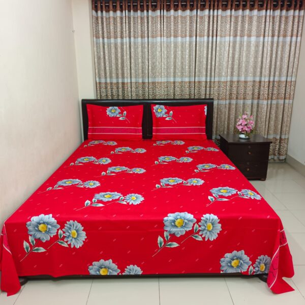 Luxury Twill Cotton Bedsheet – King Size – 3Pecs – Happy Red Magenta