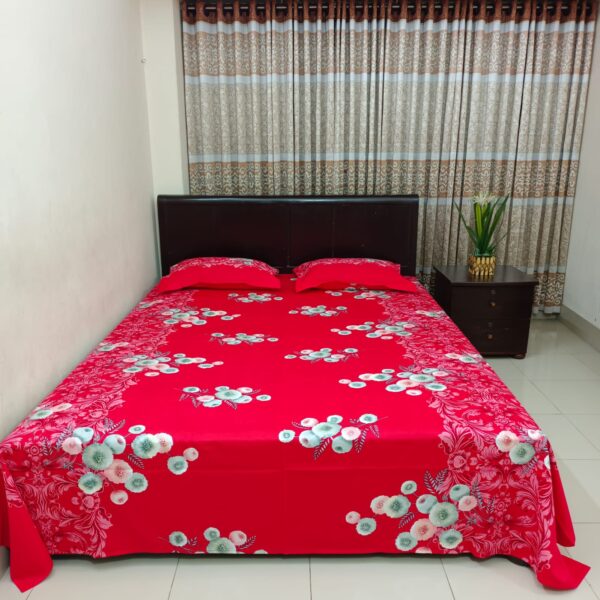 Luxury Twill Cotton King‑Size Bedsheet Set – 3 Pieces – Red Snow