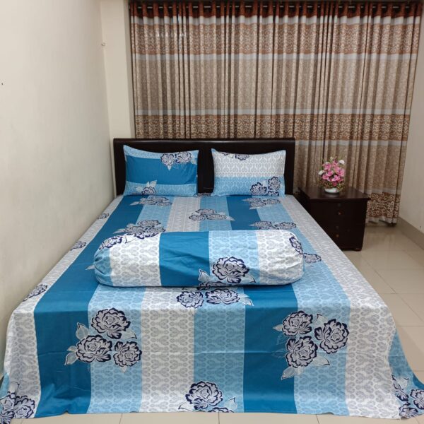 30/30 Count Luxury King Size Bedsheet – Rose Strip – 3 Pcs | Alliomart