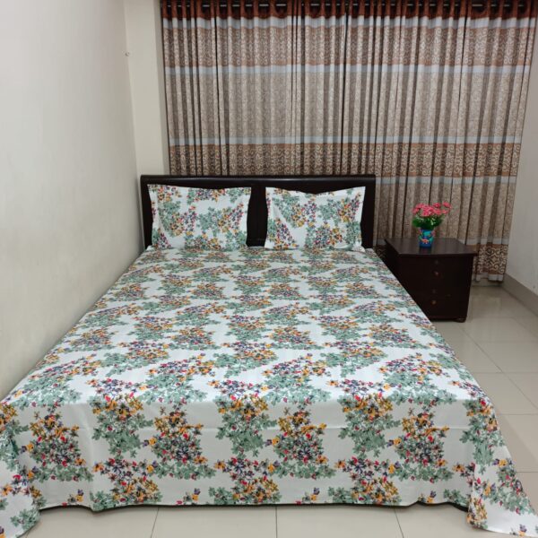 Luxury Twill Cotton Bedsheet – King Size – 3 Pcs – Sheuli White | Premium Comfort & Style
