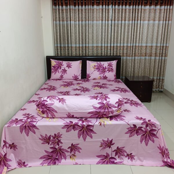 30/30 Count Luxury Exclusive Bedsheet – King Size – 3 Pecs Set – Pink Leaf