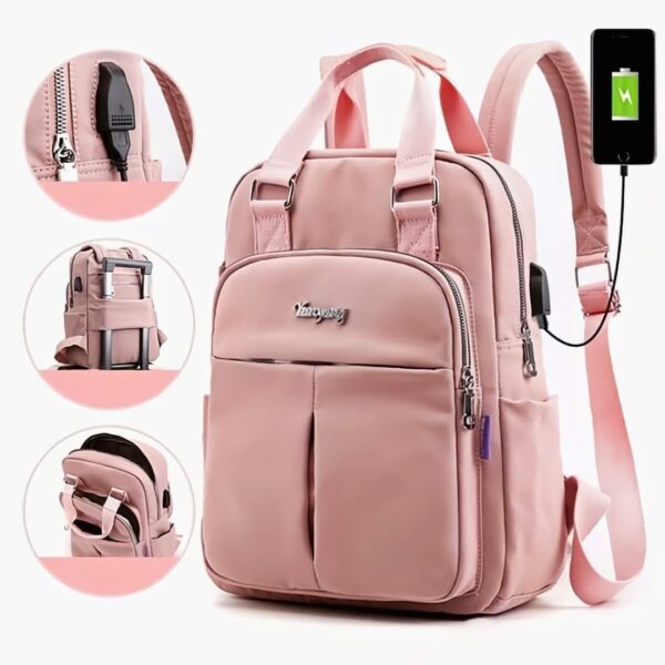 New Leisure Nylon Ladies China Backpack (Pink)